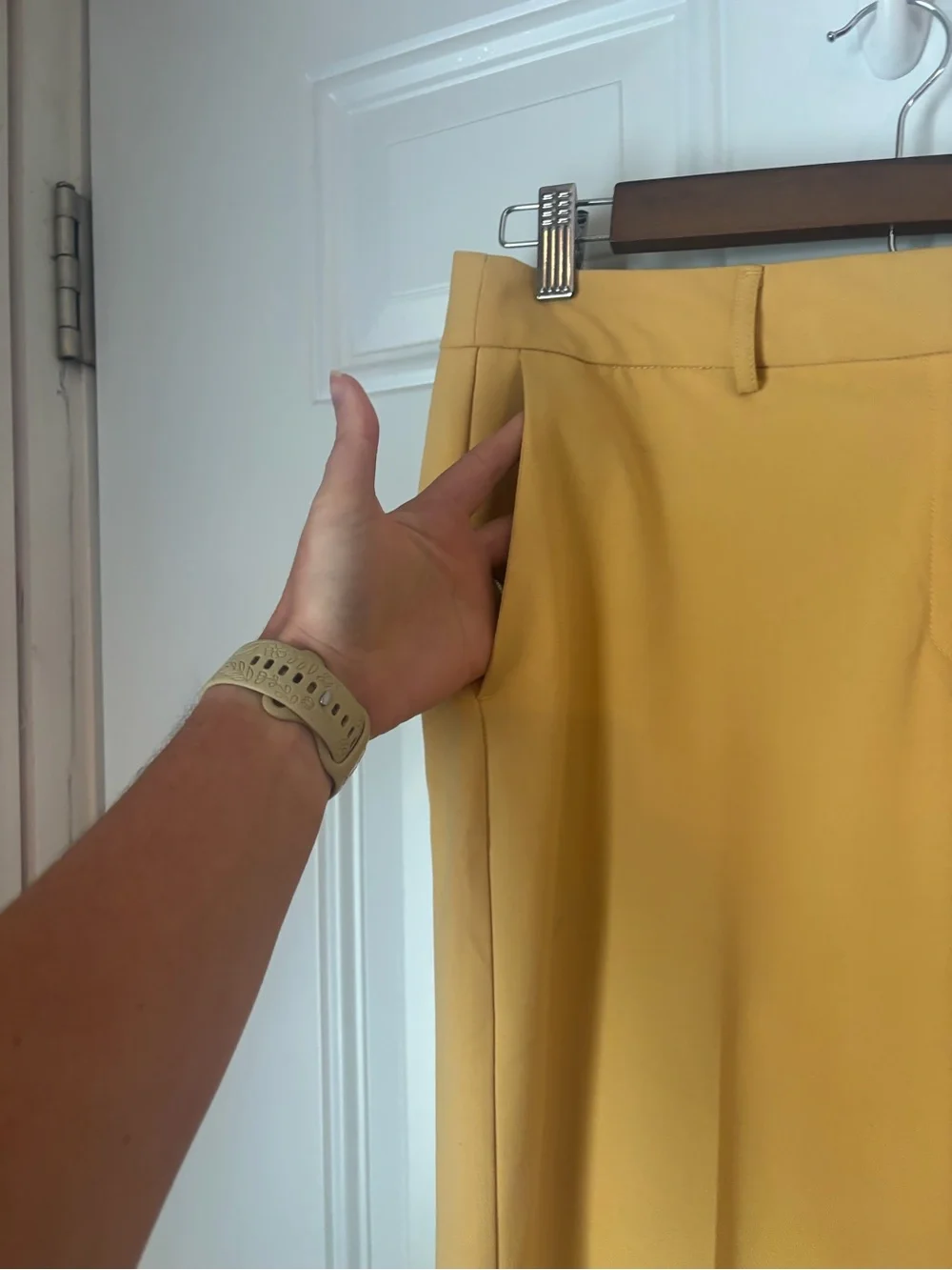 Rachel Zoe Mustard High-Rise Wide-Leg Crop Trousers